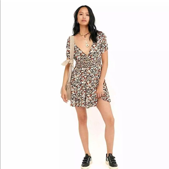 Free People Forget Me Not Floral Smocked Mini Dress - Picture 3 of 12